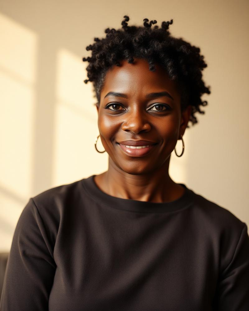 Portrait of a Black woman clinical psychologist in warm natural light