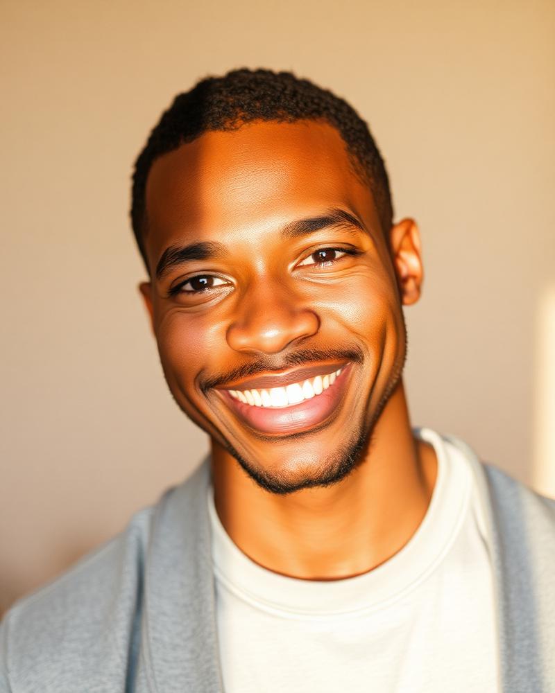 Portrait of a Black man therapist and creator smiling